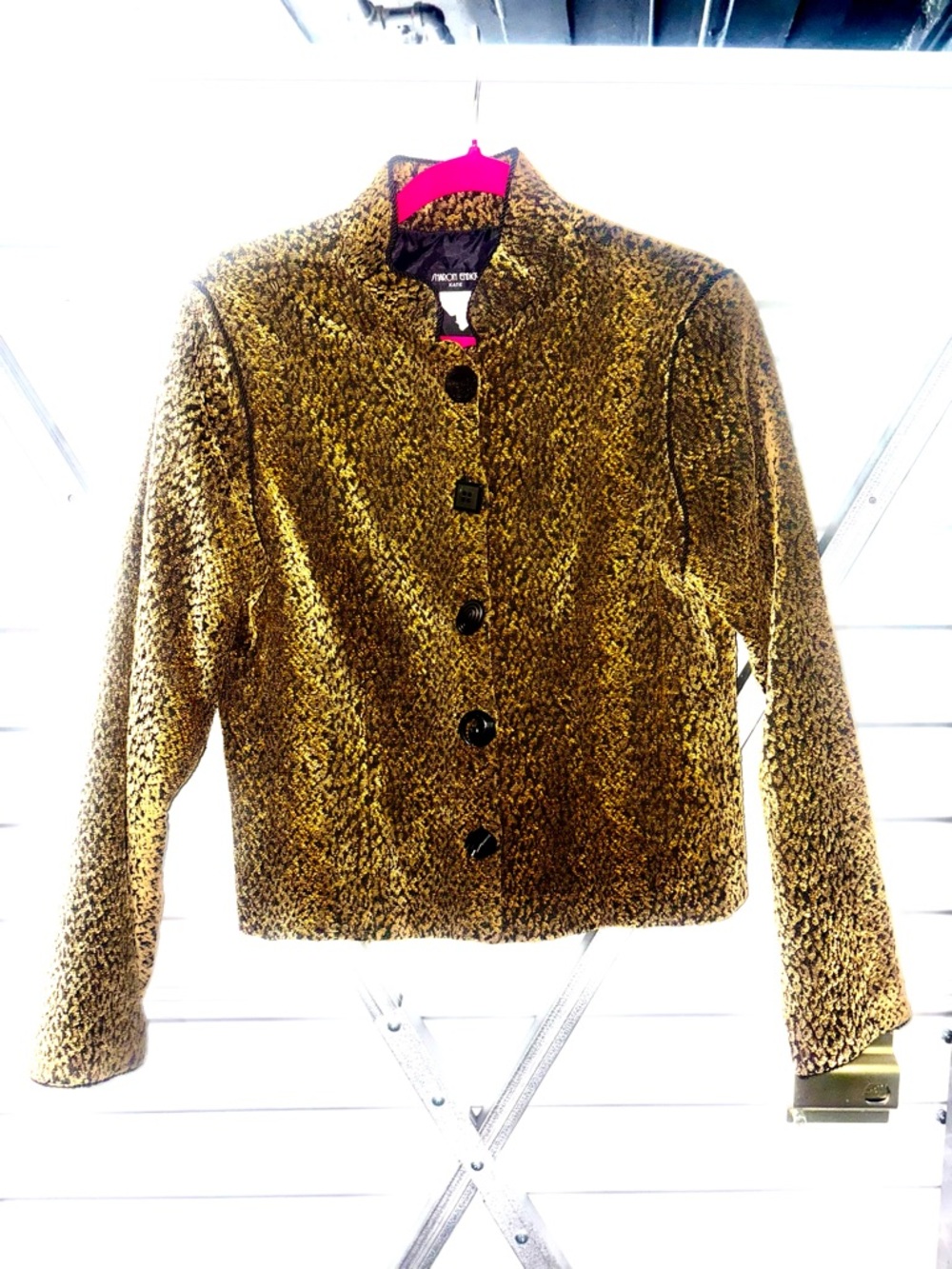 Sharon Endick (Kate Line) Metallic Gold Mixed Button Front Blazer